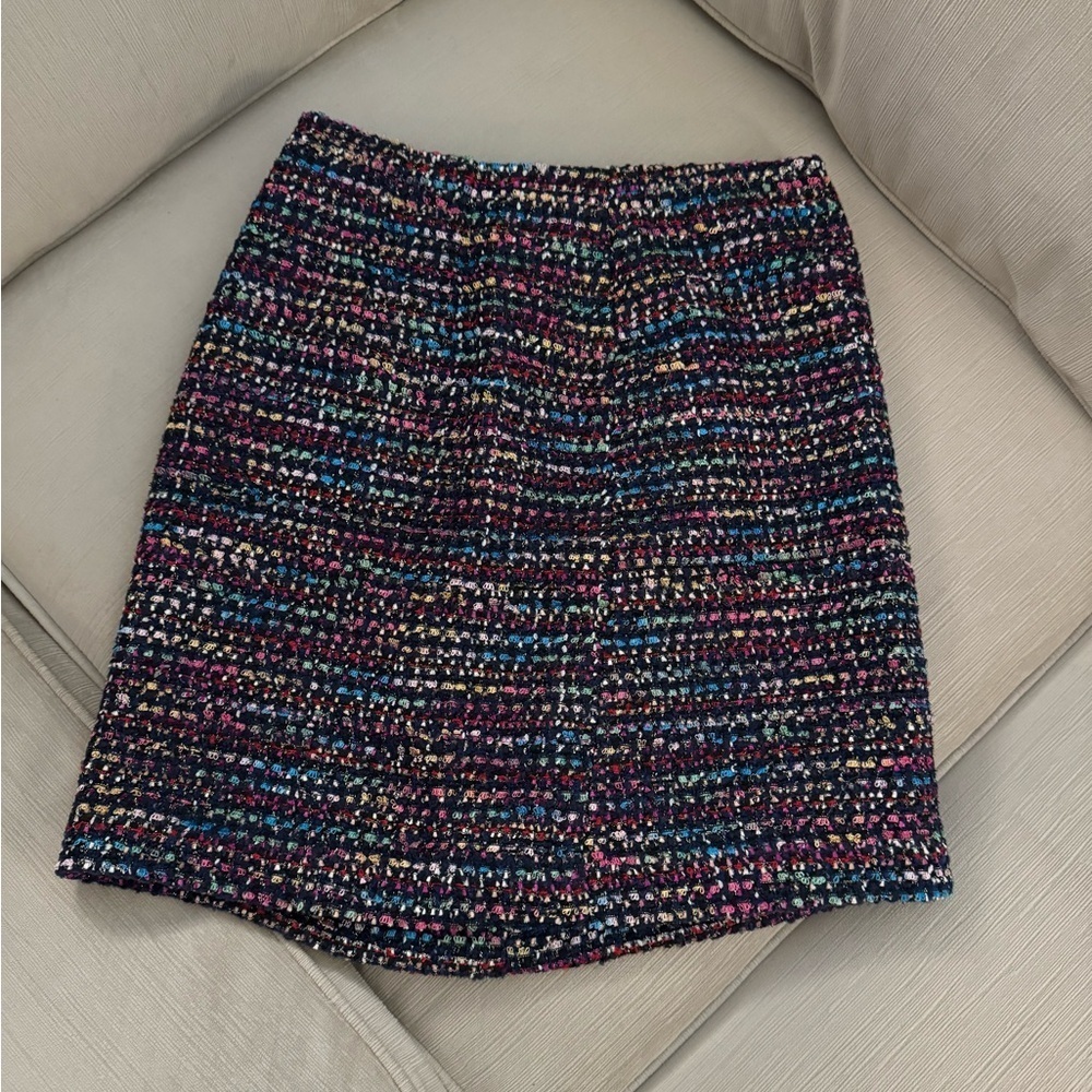 Loft Navy Tweed Multi color Skirt